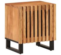 ULUYYUC Table de Chevet 40x34x46 cm en Bois d’Acacia Massif avec Porte Style Industriel, Petite Table de Nuit compacte et Robuste pour Chambre Salon Bureau