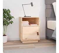 ULUYYUC Table de Chevet 40x34x55 cm en Bois de pin Massif, 2 Compartiments + Porte réversible, Petite Table de Nuit Robuste et Rangement Chambre, Style Industriel Naturel pour lit, Salon ou Bureau