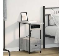 ULUYYUC Table de Chevet 60x30x61 cm Sonoma Gris en Bois d'ingénierie avec tiroir et étagère Moderne Table de Nuit Chevet de lit Meuble Rangement Bureau