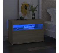 ULUYYUC Table de Chevet 60x35x40 cm chêne Sonoma avec éclairage LED RGB et Rangement intégré, Bois d ingénierie Robuste au Design Moderne, Console Polyvalente pour Chambre Salon Bureau