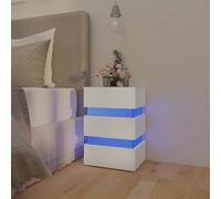 ULUYYUC Table de Chevet à LED Blanc 45x35x67 cm Bois d ingénierie lumière Tactile Moderne Grande capacité Rangement USB 5V Dispositif Anti basculement Inclus pour Chambre Salon