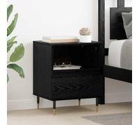 ULUYYUC Table de chevet - Aspect chêne - Noir - 40 x 35 x 50 cm - En bois dérivé du bois - Étagère cubique moderne avec tiroir - Pieds coniques robustes et finition mate durable - Pour chambre à