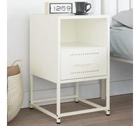 ULUYYUC Table de chevet aspect industriel blanc en acier 36 x 39 x 60,5 cm avec tiroir, table d'appoint robuste pour chambre à coucher, salon, bureau, stand de nuit peu encombrant avec fixation murale