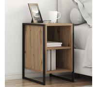 ULUYYUC Table de chevet aspect industriel - Couleur chêne - 39,5 x 30 x 50 cm - En bois avec pieds en acier - Design moderne et durable - Table d'appoint peu encombrante pour chambre à coucher, salon