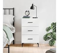 ULUYYUC Table de Chevet Blanche 40x40x66 cm Bois d'ingénierie et Pieds métal, Table de Nuit Moderne avec 2 tiroirs, Console d'appoint ou Bout de canapé, Meuble Rangement Chambre Salon Bureau