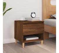 ULUYYUC Table de Chevet chêne Brun 50x46x50 cm en Bois d'ingénierie et Eucalyptus Massif, Rangement intégré, Design épuré et Structure Stable, Meuble de lit pour Chambre Salon et Bureau