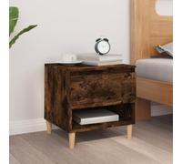 ULUYYUC Table de Chevet chêne fumé 50x46x50 cm, Bois d'ingénierie Robuste avec Plateau Stable, Espace Rangement intérieur, Design Industriel Moderne pour Chambre, Salon et Bureau