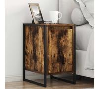 ULUYYUC Table de chevet, couleur fumée, 39,5 x 30 x 50 cm, en bois avec pieds en métal, design industriel moderne, robuste et durable, pour chambre à coucher, salon et couloir
