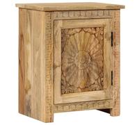ULUYYUC Table de chevet en bois de manguier - 40 x 30 x 50 cm - Design moderne en bois massif avec compartiment d'armoire - Finition naturelle - Pré-assemblée - Peu encombrante - Pour chambre à
