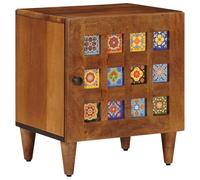 ULUYYUC Table de chevet en bois de manguier - 40 x 33 x 46 cm - Design moderne avec porte à charnière - Commode de chevet robuste pour chambre à coucher, salon, couloir