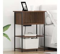ULUYYUC Table de Chevet en Bois d'ingénierie chêne Marron 55 x 31 x 76 cm, Design Moderne Minimaliste, étagère Planches intégrée, Pieds Acier stabiles, Entretien Facile pour Chambre et Salon
