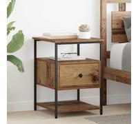 ULUYYUC Table de chevet en bois recyclé - 40 x 42 x 56 cm - Avec 1 tiroir et 2 étagères - Pieds en métal massif - Design moderne - Surface robuste - Pour chambre à coucher, salon, couloir