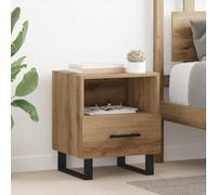 ULUYYUC Table de chevet en chêne artisanal, 40 x 35 x 47,5 cm, avec tiroir et étagère, design moderne, pieds en métal robuste, pour chambre à coucher, salon et couloir