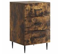ULUYYUC Table de chevet en chêne fumé - 43 x 41 x 66,5 cm - En bois - Table d'appoint avec 3 tiroirs - Table de chevet et table de chevet pour chambre à coucher et salon