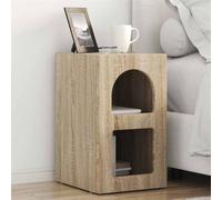 ULUYYUC Table de chevet en chêne Sonoma - 29,5 x 35 x 50 cm - Avec 2 étagères - Design moderne - Construction robuste - Peu encombrante - Pour chambre à coucher, salon, couloir