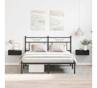 ULUYYUC Table de Chevet Flottante 2 pcs Noir 40x30x15 cm en Bois d ingénierie avec tiroir Murale plafonds économie d Espace pour Chambre Salon Bureau