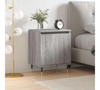 ULUYYUC Table de chevet gris Sonoma - 40 x 30 x 50 cm - En bois massif avec base en fer robuste - Design moderne avec butée de porte flexible - Pour chambre à coucher, salon, couloir