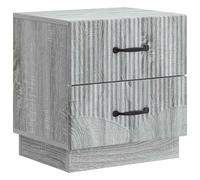 ULUYYUC Table de chevet gris Sonoma 43 x 34,5 x 44,5 cm Table de chevet en bois avec 2 tiroirs Table d'appoint moderne avec poignées en barre pour chambre à coucher et chambre d'amis