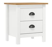 ULUYYUC Table de chevet Hill - Blanc - 46 x 35 x 49,5 cm - En pin massif - Table de chevet moderne avec 2 tiroirs et poignées de tasse - Pour chambre à coucher, salon, couloir