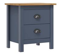 ULUYYUC Table de Chevet Hill Gris Marron Miel 46x35x49,5 cm Bois de pin Solide 2 tiroirs Modernes Design Robust für Bedroom Salon Bureau