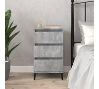 ULUYYUC Table de Chevet Industrielle 40x35x70 cm Gris béton, Bois d'ingénierie Robuste, 3 tiroirs, Pieds métal, Fixation Murale, Petite Table Rangement Salon Chambre Bureau