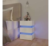 ULUYYUC Table de Chevet LED Blanc Brillant 45x35x67 cm en Bois d'ingénierie, lumière Tactile veilleuse, Rangement Ouvert, Console Moderne pour Chambre Salon Bureau