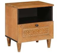 ULUYYUC Table de chevet marron clair 40 x 33 x 46 cm - Petite table de chevet avec 1 tiroir et compartiment de rangement - Table d'appoint avec pieds en bois massif pour chambre à coucher et salon