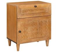 ULUYYUC Table de chevet marron clair 50 x 33 x 60 cm, table de chevet en bois massif de mangue, table de chevet avec 1 tiroir et 1 porte pour chambre à coucher