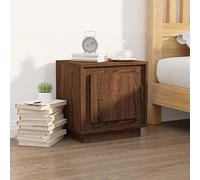 ULUYYUC Table de Chevet Moderne chêne Marron 44x35x45 cm en Bois d'ingénierie, Porte réversible, Rangement Chambre et Bureau, Petite Table dappoint pour Salon ou lit