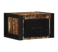 ULUYYUC Table de Chevet Murale 40x35x25 cm en Bois de récupération Massif, Style Industriel Multicolore, Flottante avec Rangement intégré, Petit Meuble de Nuit ou Console pour Chambre Salon