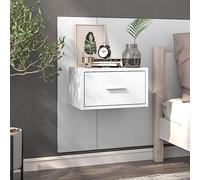 ULUYYUC Table de Chevet Murale Blanche 48,5 x 32,5 x 80 cm en Bois d'ingénierie avec tiroir cachette, plafonnier Moderne Suspendu, Charge 50 kg, Rangement Chambre et Bureau pour Espace optimisé