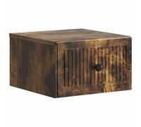 ULUYYUC Table de chevet murale en chêne fumé, table de chevet flottante en bois avec tiroir, table d'appoint suspendue pour chambre à coucher, 33 x 34,5 x 20 cm