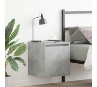 ULUYYUC Table de Chevet Murale Gris béton 38x34x40 cm en Bois d'ingénierie Stable, Design Flottant Gain de Place avec Rangement caché, Petite Table Multi-usages pour Chambre Salon Bureau