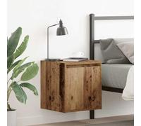 ULUYYUC Table de Chevet Murale Vieux Bois 38x34x40 cm Bois d ingénierie, Design Flottant Gain de Place, Rangement Chambre Salon, Porte réversible Gauche Droite, pour Chambre séjour Bureau