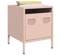 ULUYYUC Table de chevet rose 35 × 39 × 43,5 cm en acier, 1 tiroir, commode en métal pour chambre à coucher, salon ou couloir