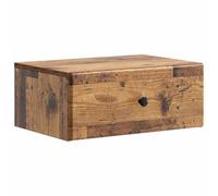 ULUYYUC Table de chevet suspendue en bois vieilli - 49 x 34,5 x 20 cm - Table de chevet murale avec tiroir - Console de nuit flottante en bois pour chambre à coucher et chambre d'amis