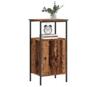 ULUYYUC Table de Chevet Vieux Bois 41x31x80 cm en Bois d'ingénierie et métal, Console Rangement avec étagère et Porte, Style Industriel, Montage Mural Inclus pour Chambre Salon Bureau