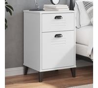 ULUYYUC Table de Chevet VIKEN Blanc 40 x 35 x 65 cm en Bois d ingénieur avec tiroir et Compartiment Porte Style Industriel pour Chambre Salon et Bureau