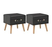 ULUYYUC Tables de Chevet 2 pcs Noir 40x35x40 cm en Similicuir et pin sylvestre Solide avec tiroir Silencieux pour Chambre Salon et Bureau
