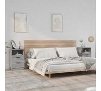 ULUYYUC Tables de Chevet 2 pcs Sonoma Gris Bois d'ingénierie 40x36x65 cm avec 2 tiroirs et Compartiment Rangement Chambre Moderne pour lit Salon Bureau