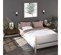 ULUYYUC Tables de Chevet murales 2 pcs en chêne fumé 60 x 40 x 40 cm Bois d ingénierie flottantes plafonnier Design Moderne Robuste 50 kg Charge Max pour Chambre Salon Bureau