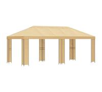 ULUYYUC Tonnelle de jardin - 6 x 3 m - Avec ventilation du toit - Cadre en | Grand distributeur d'ombre pour jardin et terrasse avec toit de ventilation à deux niveaux en polyester crème et acier.