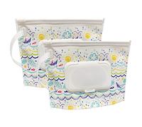 ULVBABI Pochette portable pour lingettes humides de petite taille (17,8 x 13,7 cm), distributeur de lingettes pour bébé, réutilisable et rechargeable, respectueux de l'environnement, pratique pour les