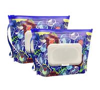 ULVBABI Pochette portable pour lingettes humides de petite taille (17,8 x 13,7 cm), distributeur de lingettes pour bébé, réutilisable et rechargeable, étui de transport pratique (fleur)