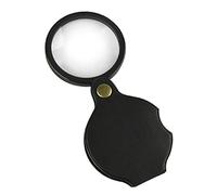 ULWSY Loupe de Poche, 70mm 10X Mini Loupe Pliante avec Étui de Protection Rotatif en Cuir pour Lecture de Cours de Science Hobby, Noir