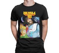 Ulysse 31 Ulysses 31 T-Shirt for Men Cartoon Vintage Pure Cotton Tees O Neck Short Sleeve T Shirts Plus Size Clothes Black XL