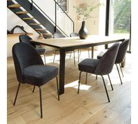 Ulysse - lot de 2 chaises tissu noir pieds acier noir ulysse