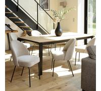 Ulysse - lot de 2 chaises tissu beige pieds acier noir