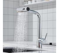 Ulytid Robinet Cuisine avec Douchette Extractible, Mitigeur Cuisine avec 3 Modes de Jet, Robinetterie Evier Cuisine Pivotant à 360° en Acier Inoxydable, Finition Chromé, Froid & Chaud Disponible