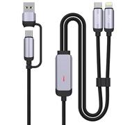 Ulyuhoda 100W Câble Multi USB, 4 en 1 Câble USB C/A Universel Rapide [1.8M] Cable Multi Chargeur Nylon Tressé Type-C/Lightn-ing Cable avec Indicateur LED pour iPhone, Android, Tablette - Noir